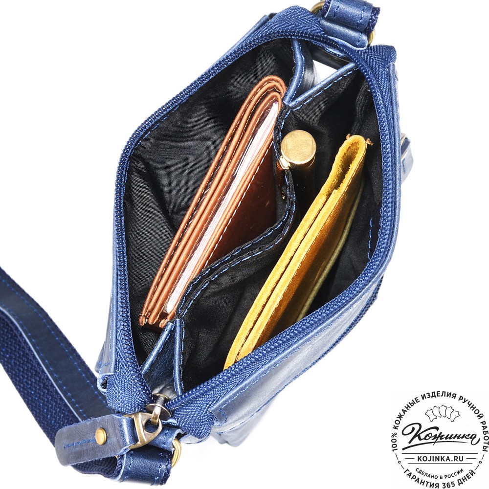 Кожаная сумка "Вуди" (синий антик)